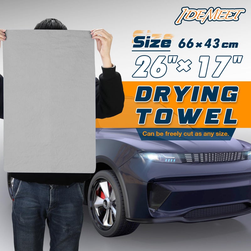 Idemeet Premium Absorbent Car Drying Towel 2 Pack 26/''x17/'' Super Soft Shammy Towel for Vehicle Reusable Chamois Cloth for Car Drying Dust Remove Bathroom Scratch/Spot/Streak Free Gray Gray - Image 5
